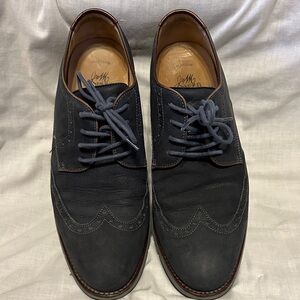 Men's Navy Sheepskin Leather Johnston & Murphy Oxford Shoes